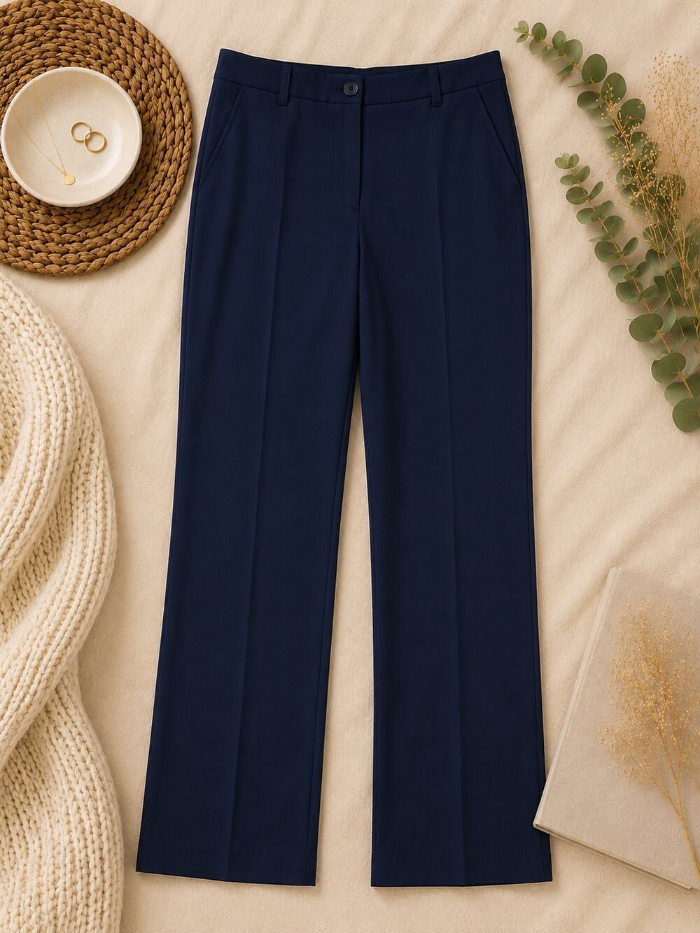 Fashion Nova High Waisted Straight Leg Dress Pants Navy Blue Office Siren SZ 1X